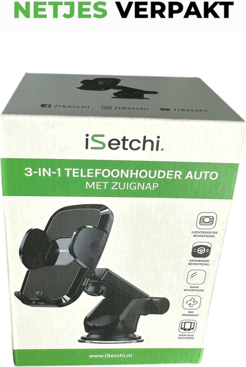 iSetchi® 3-in-1 Telefoonhouder Auto