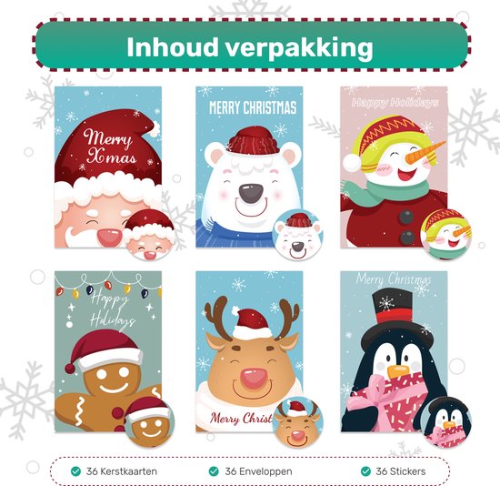 Kerstkaarten - 36 Stuks - Paars