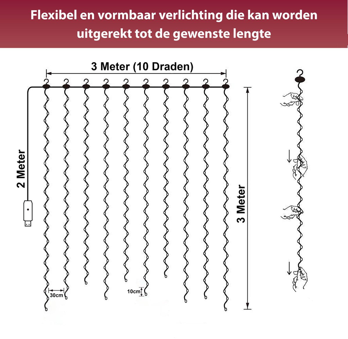 LED Lichtgordijn - 300 LED's – 3x3m