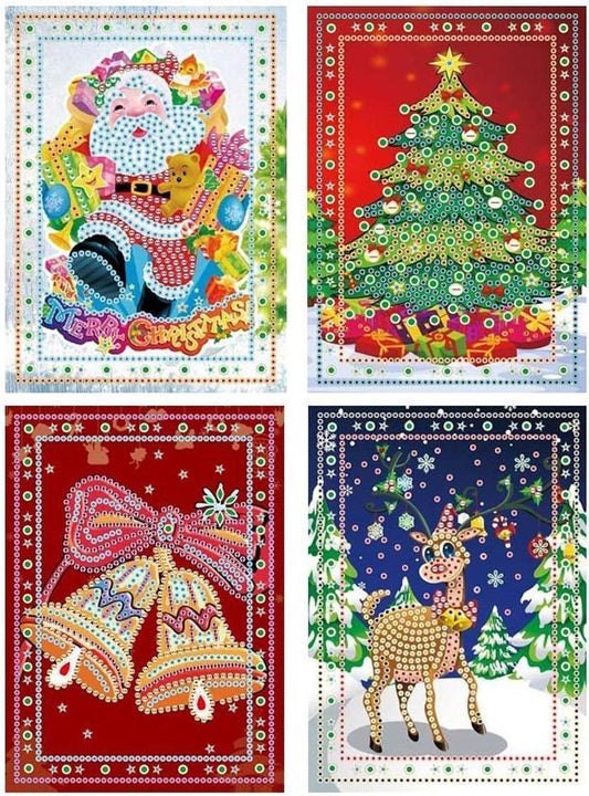 Diamond Painting Kerstkaarten - 4 Stuks