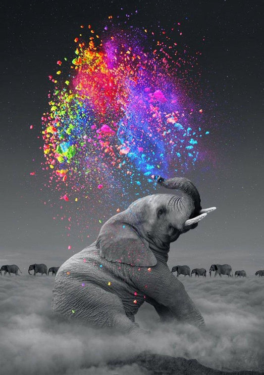 Diamond Painting Kleurrijke Olifant