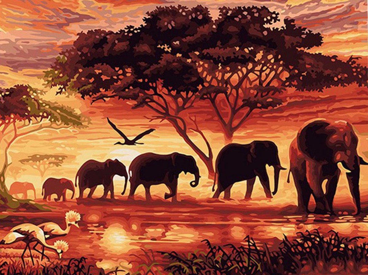 Diamond Painting Olifantenfamilie