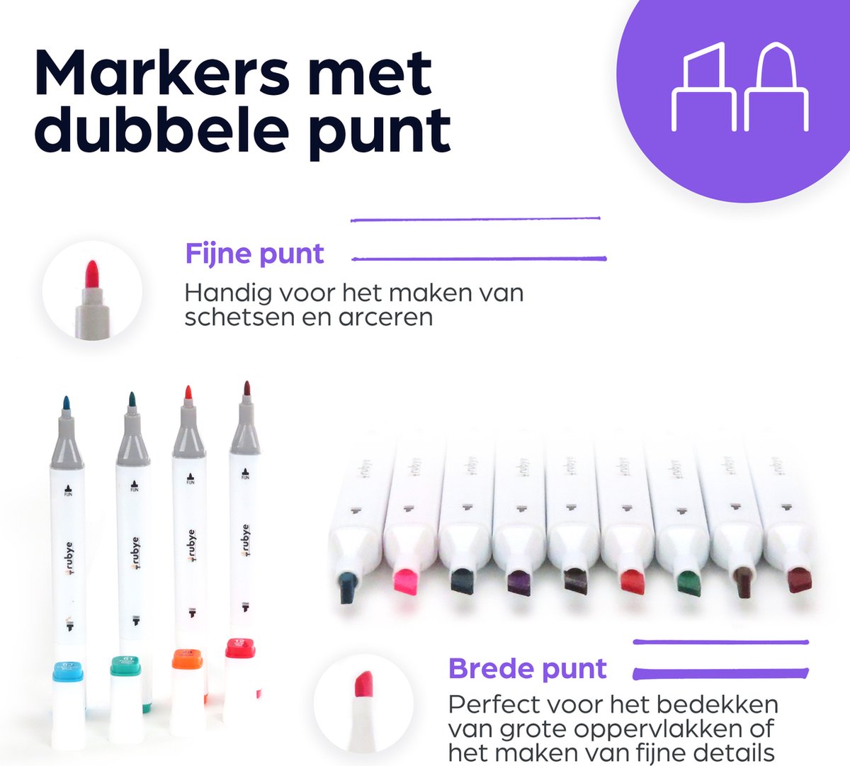 Markeerstiften - Dual-Tip Markers - 80 Stuks