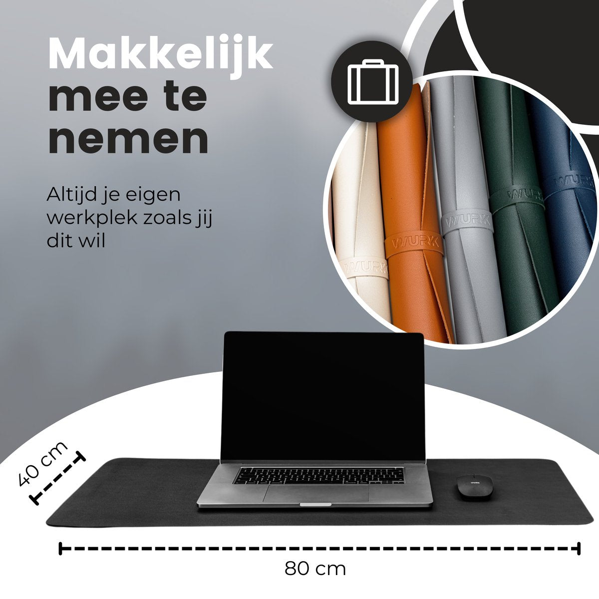 Bureau Onderlegger Zwart (80 cm x 40 cm)