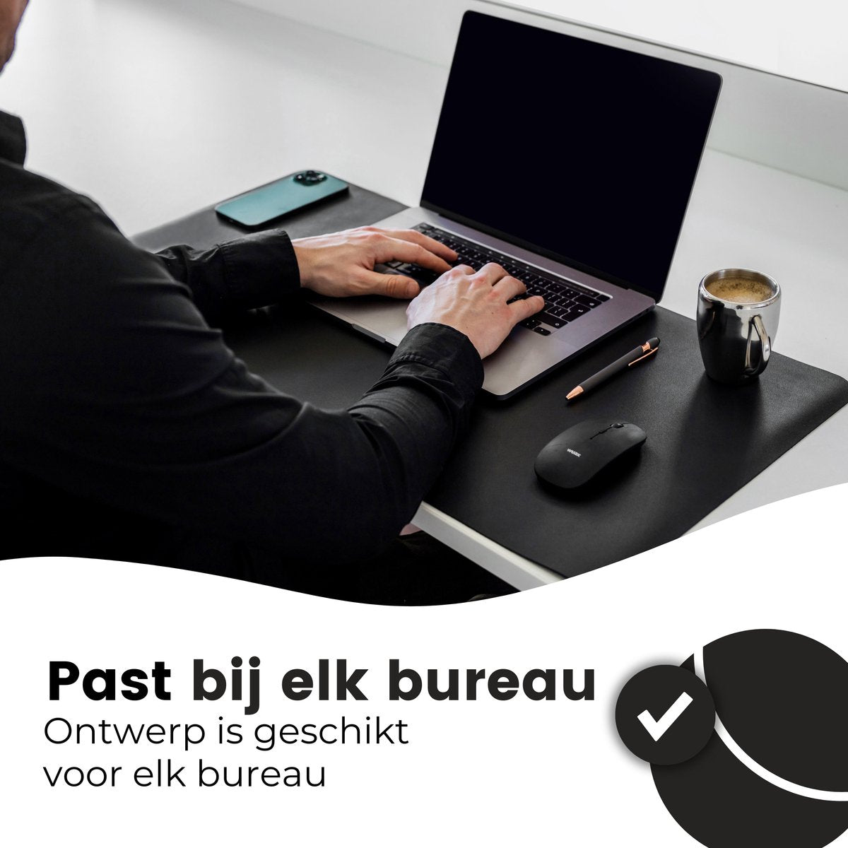 Bureau Onderlegger Zwart (80 cm x 40 cm)