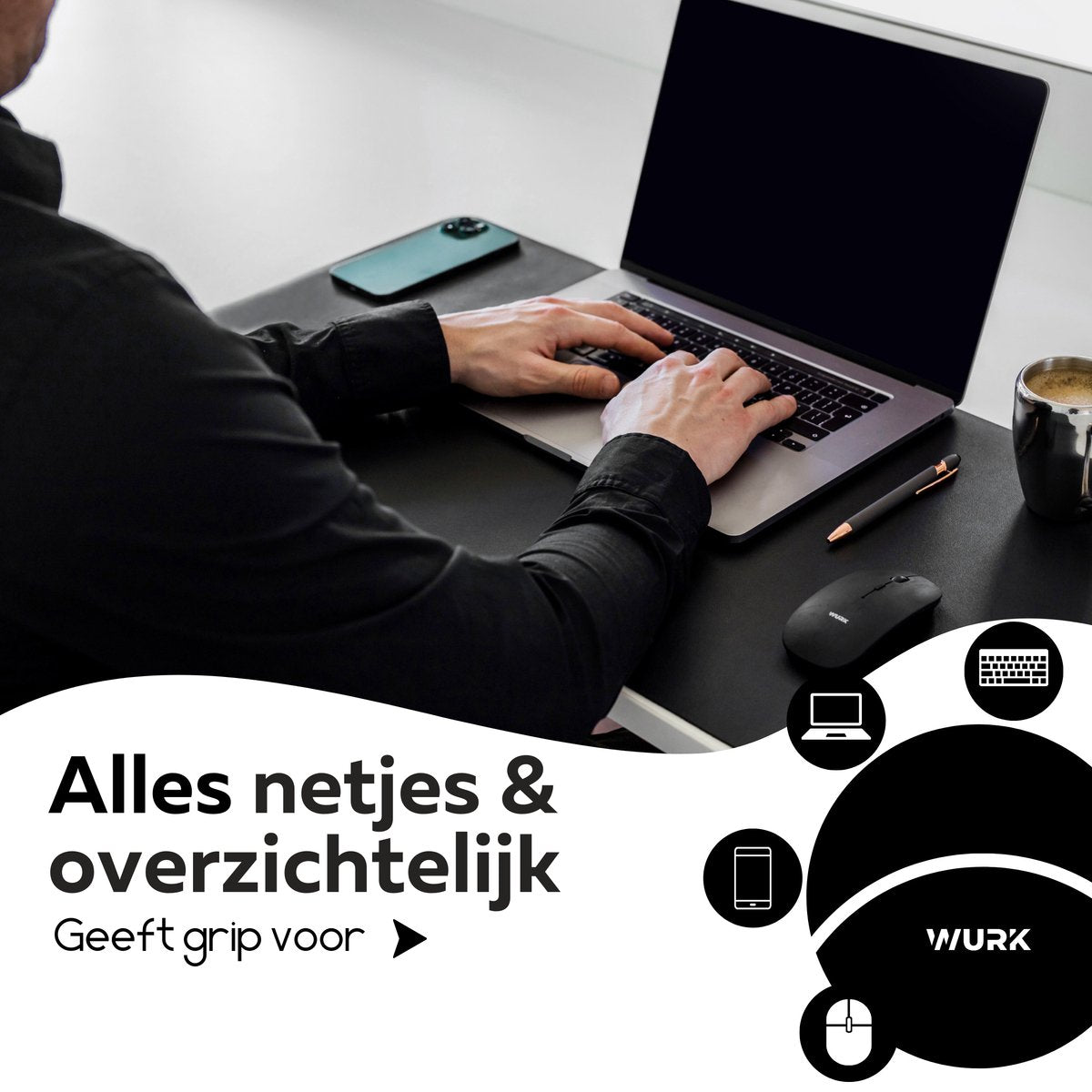 Bureau Onderlegger Zwart (80 cm x 40 cm)