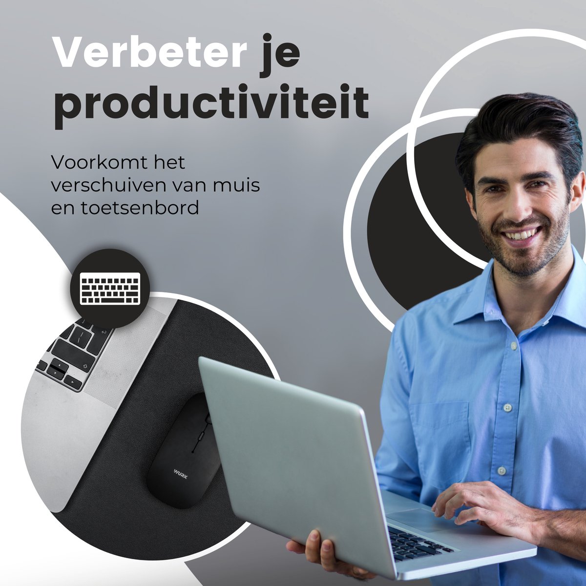 Bureau Onderlegger Zwart (80 cm x 40 cm)