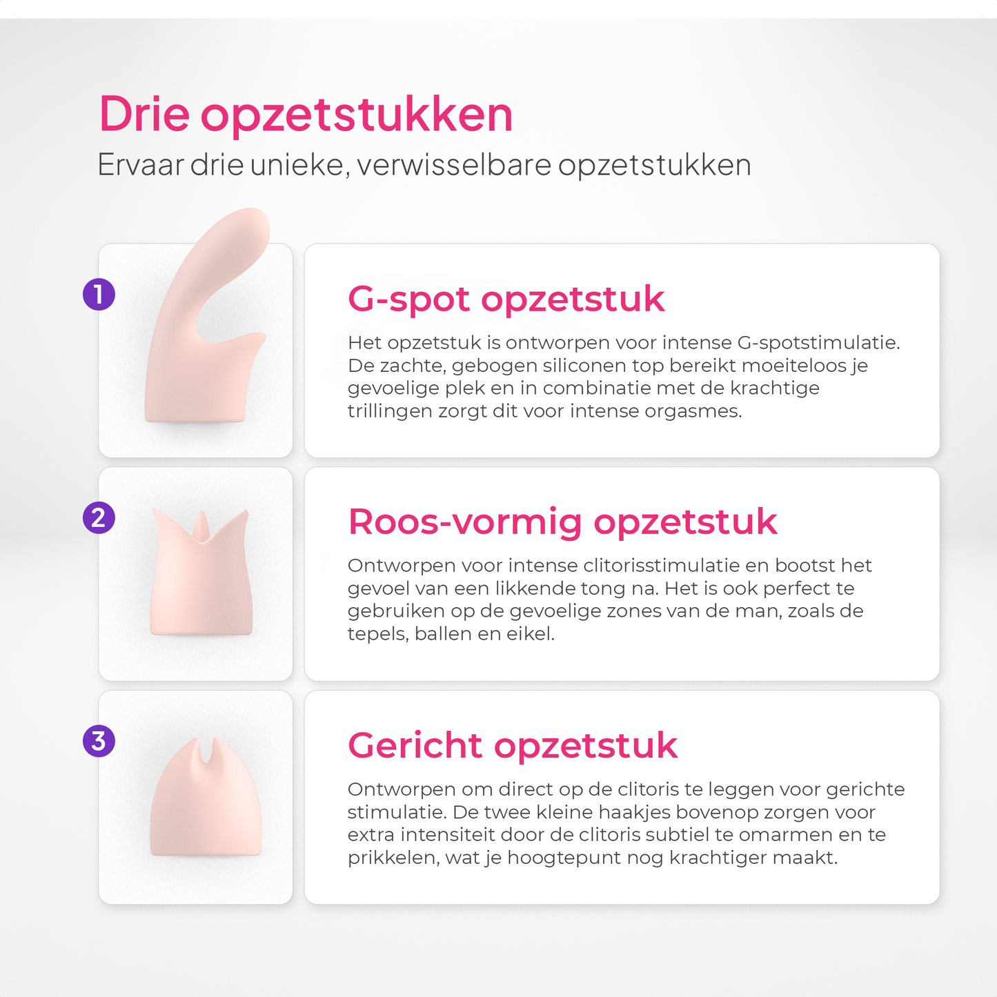 Pure Pleasure® Magic Wand met 3 opzetstukken