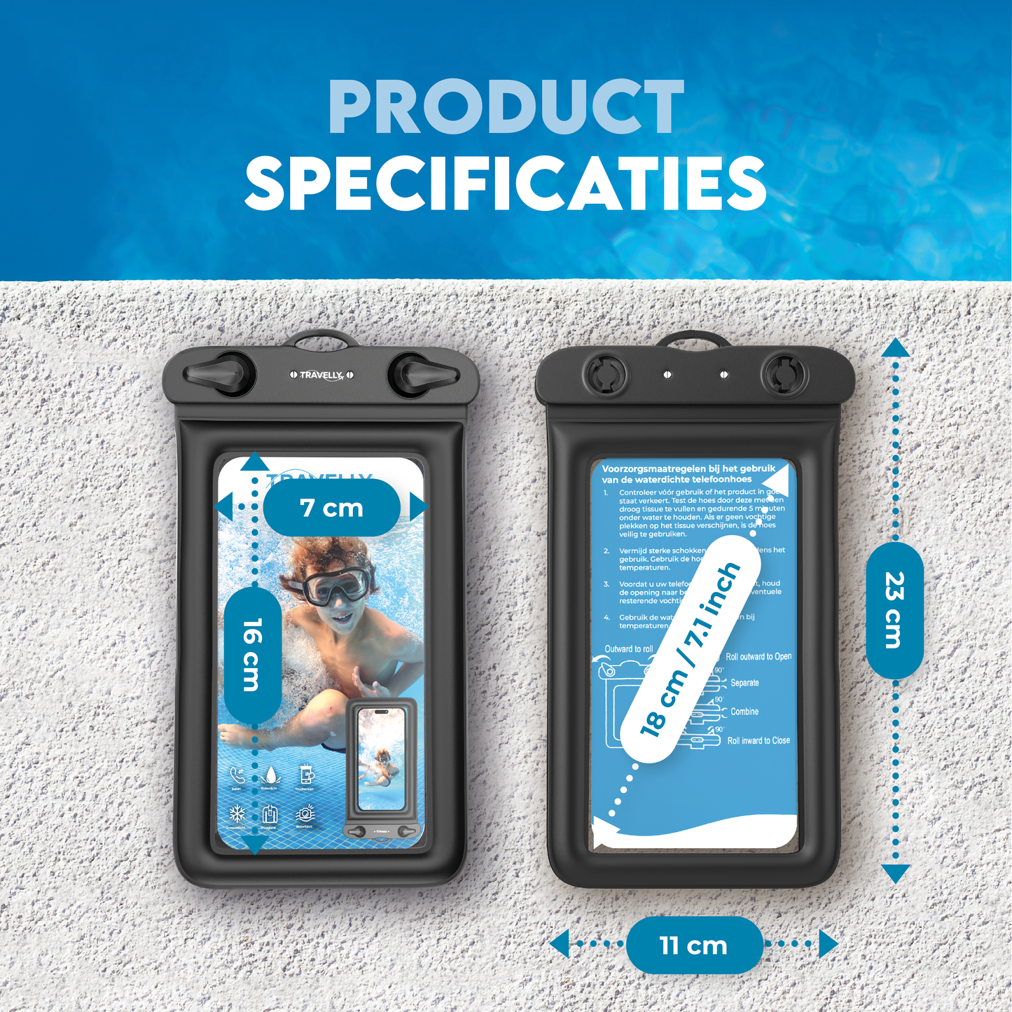 Travelly® Waterdicht telefoonhoesje set van 2