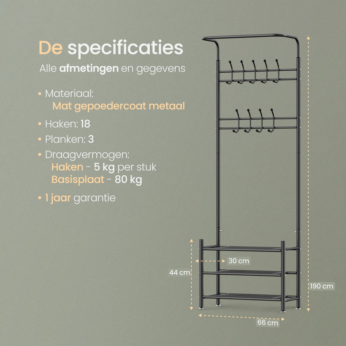 O'DADDY Kapstok met Schoenenrek