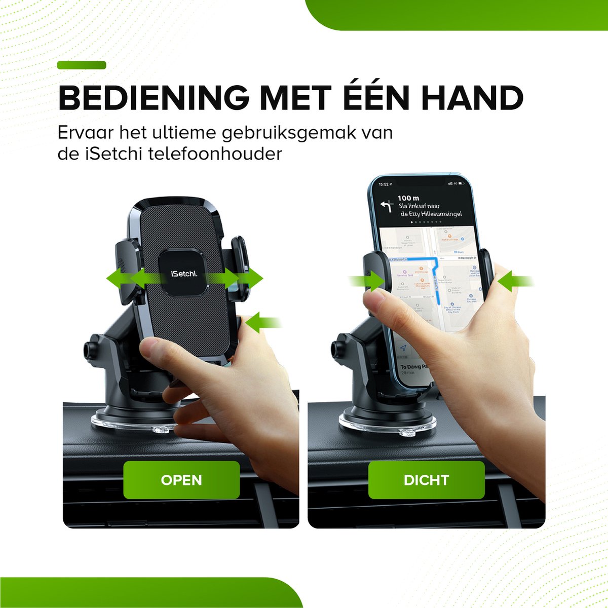iSetchi® 3-in-1 Telefoonhouder Auto