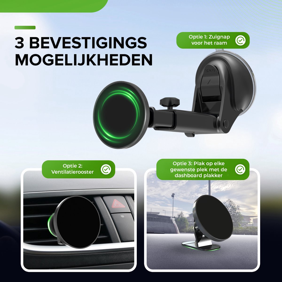iSetchi® - 3-in-1 Magsafe telefoonhouder auto