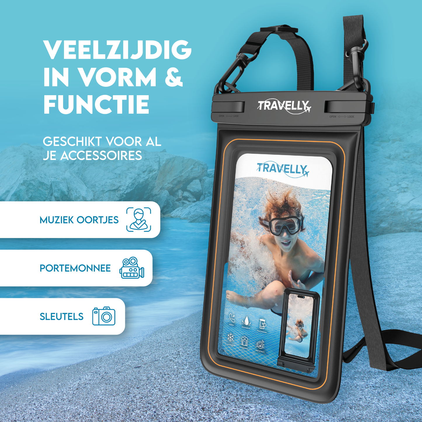 Travelly® Luxe Waterdicht Telefoonhoesje