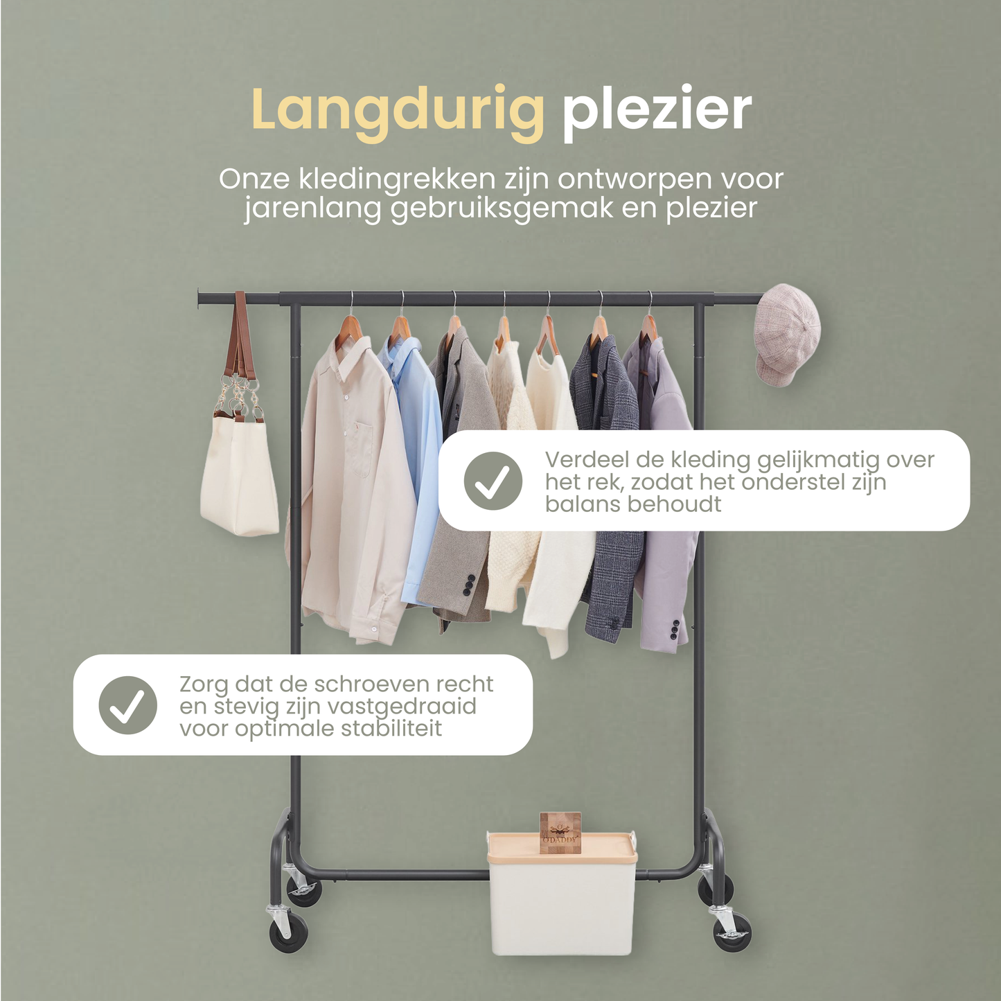 O'DADDY® Kledingrek op wieltjes