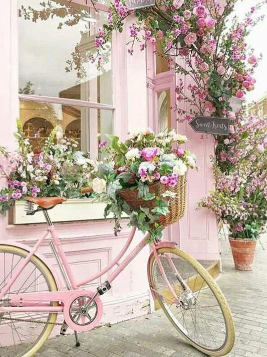 Rubye® Diamond Painting Bloemen Fiets