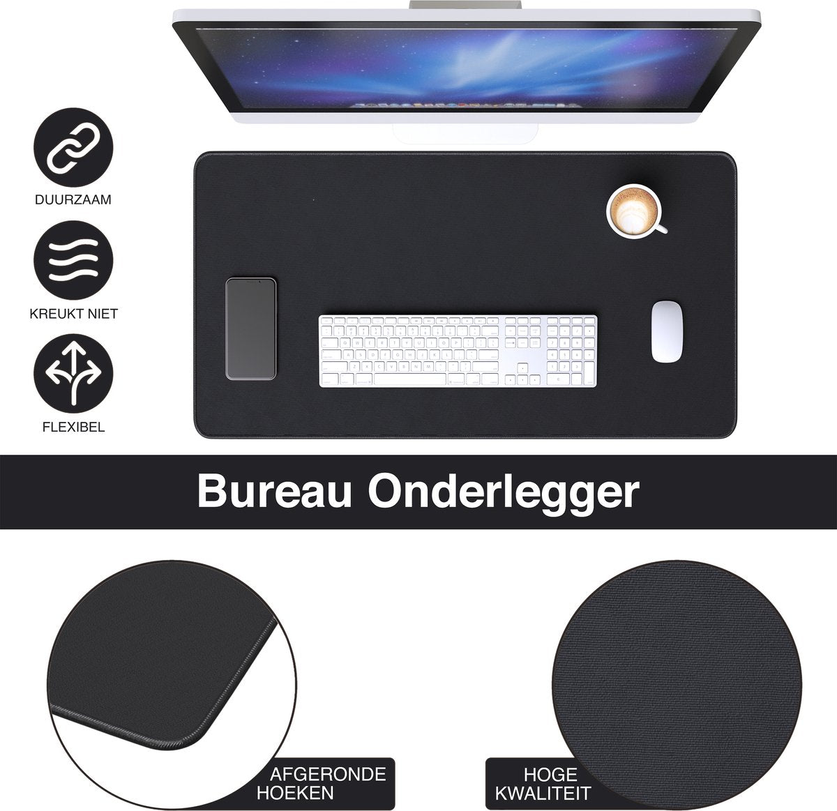 WURK® Bureau Onderlegger Rubber 90x40cm