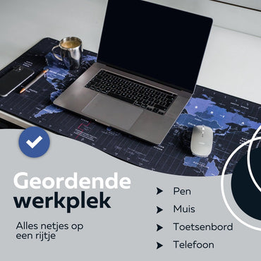 WURK® Wereldkaart Bureau Onderlegger 90x40cm