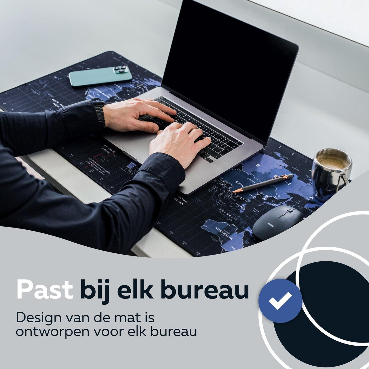 WURK® Wereldkaart Bureau Onderlegger 90x40cm