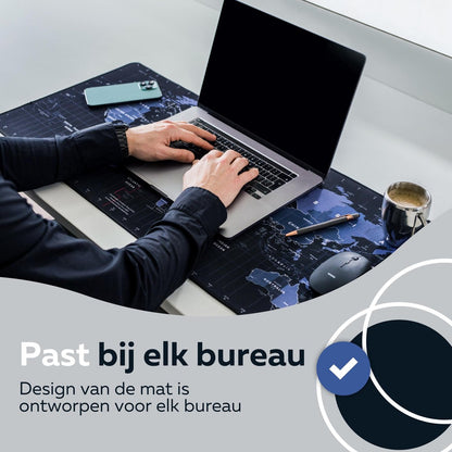 WURK® Wereldkaart Bureau Onderlegger 90x40cm