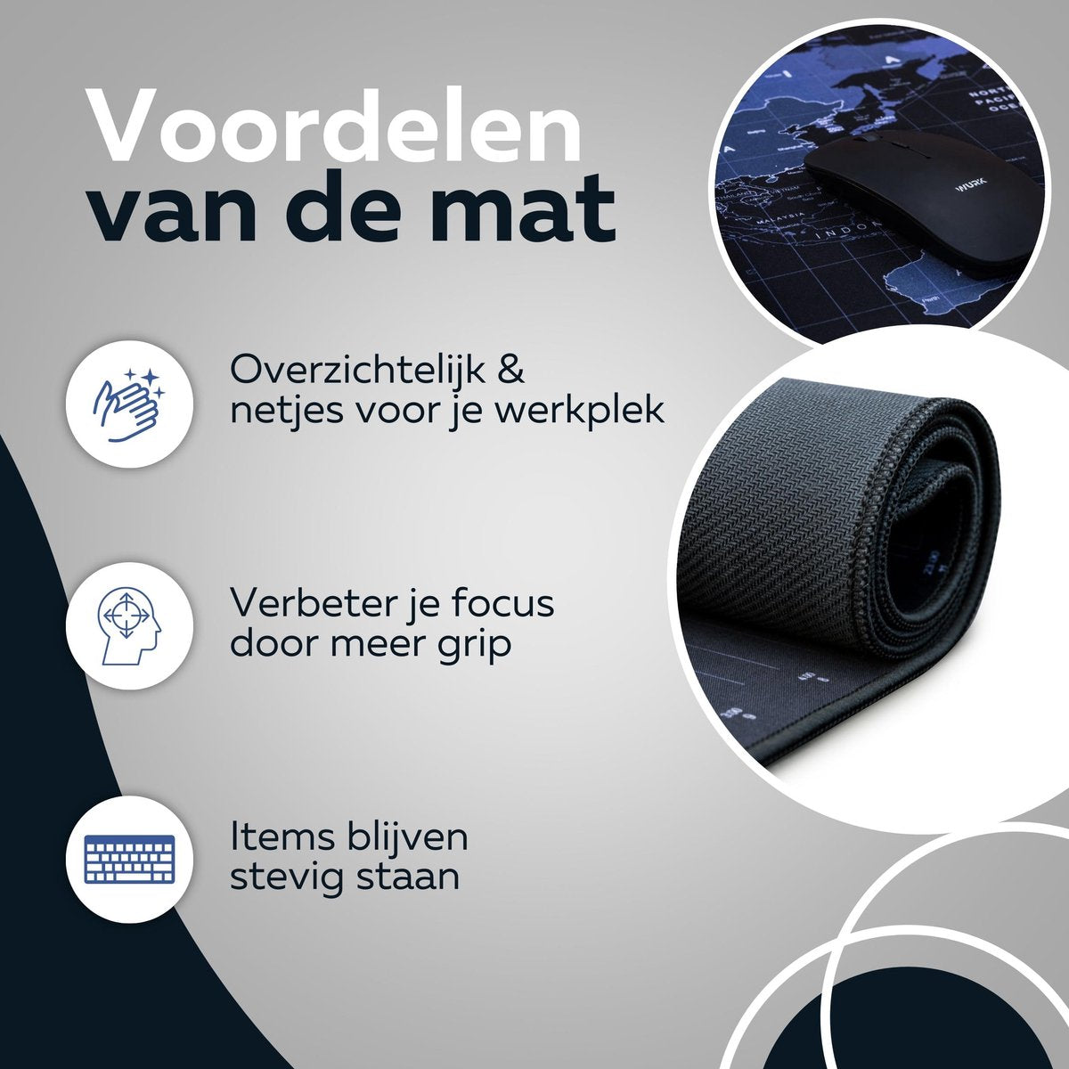 WURK® Wereldkaart Bureau Onderlegger 90x40cm