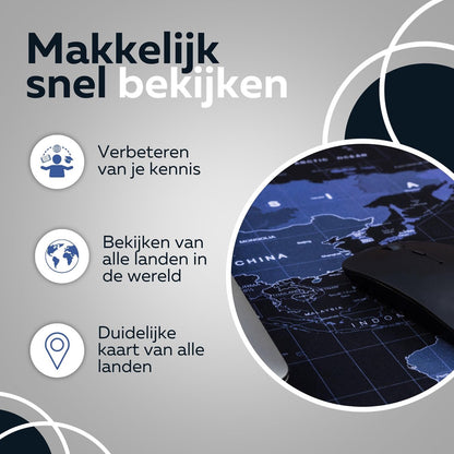 WURK® Wereldkaart Bureau Onderlegger 90x40cm