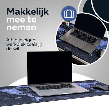 WURK® Wereldkaart Bureau Onderlegger 90x40cm