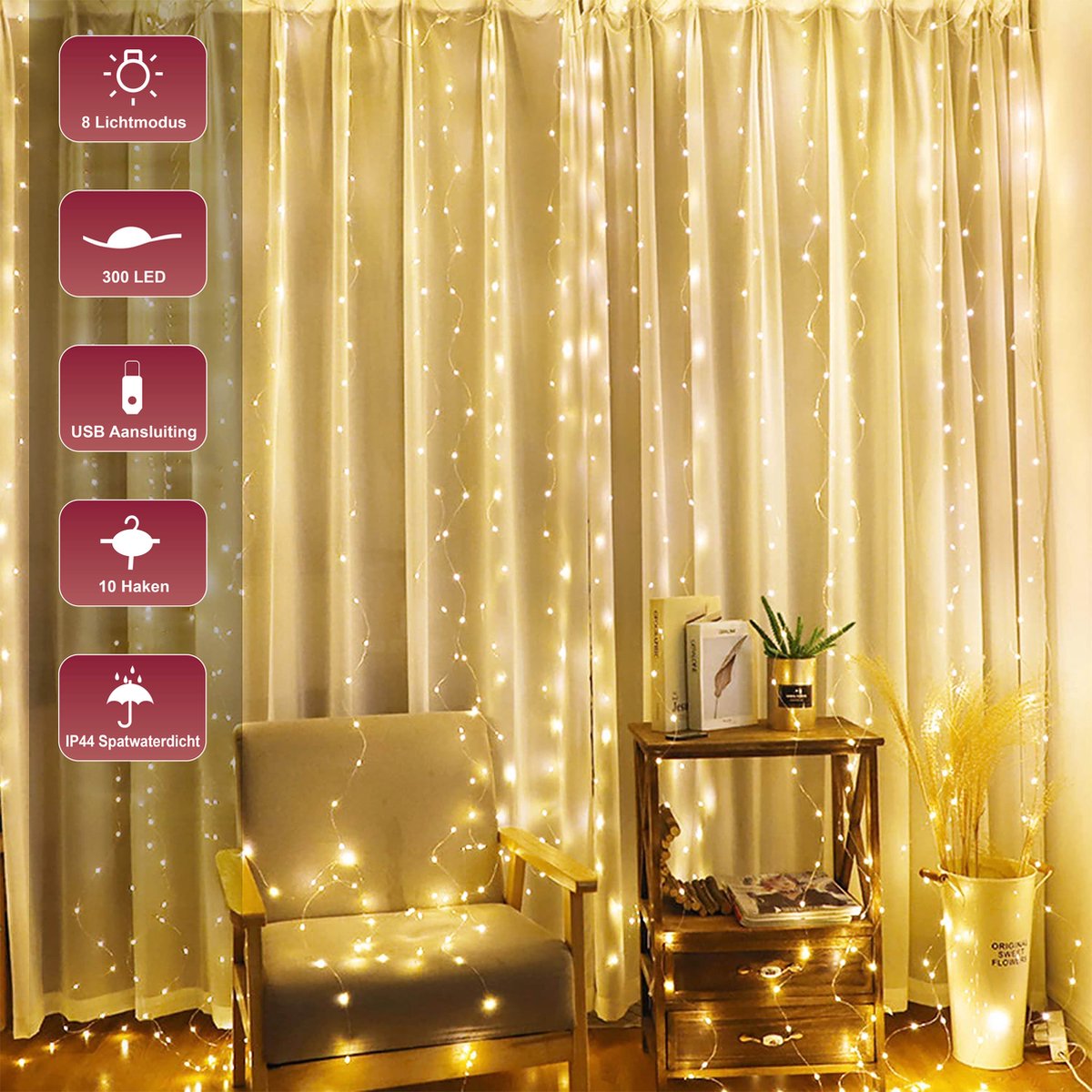 LED Lichtgordijn - 300 LED's – 3x3m