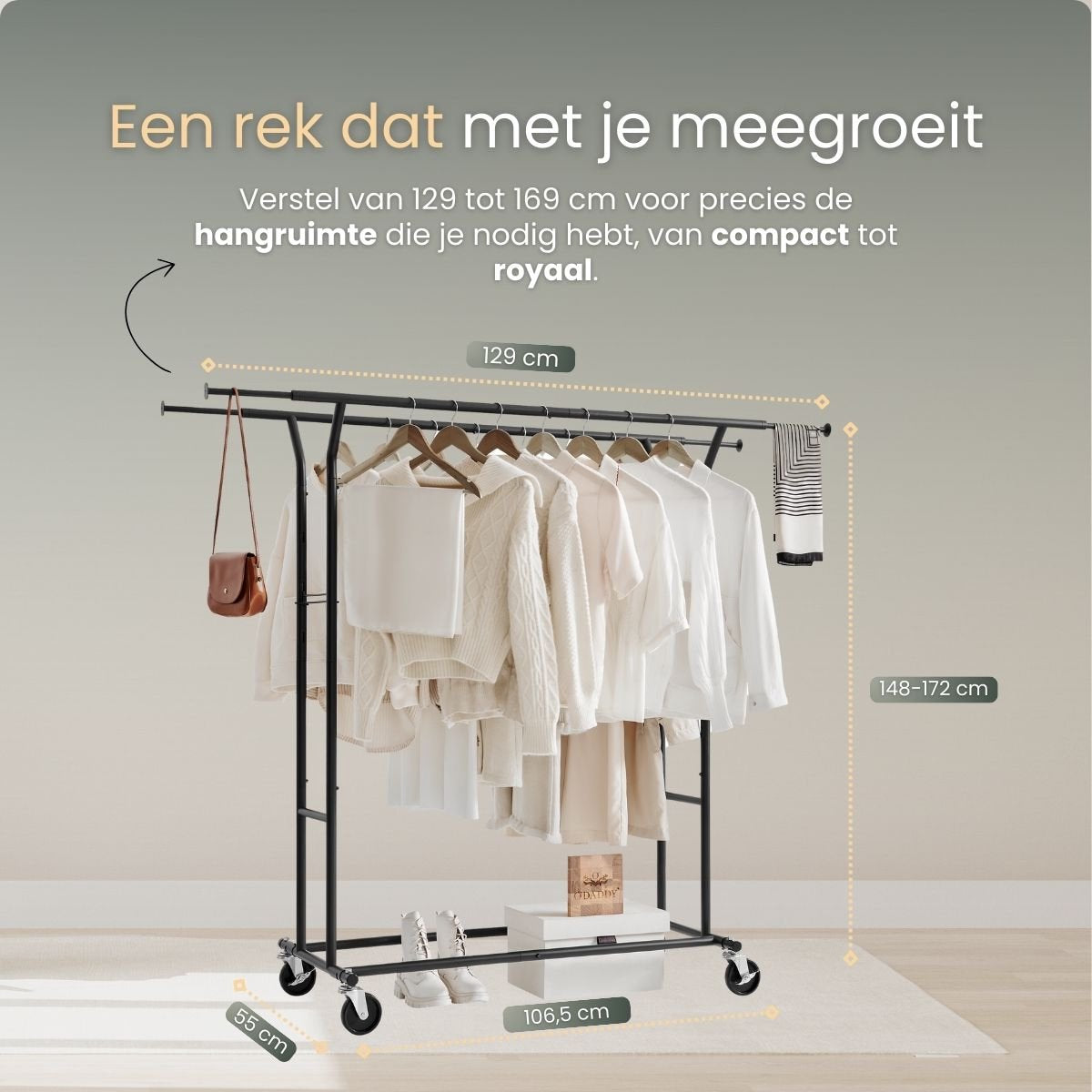 O'DADDY® Kledingrek op wieltjes XL