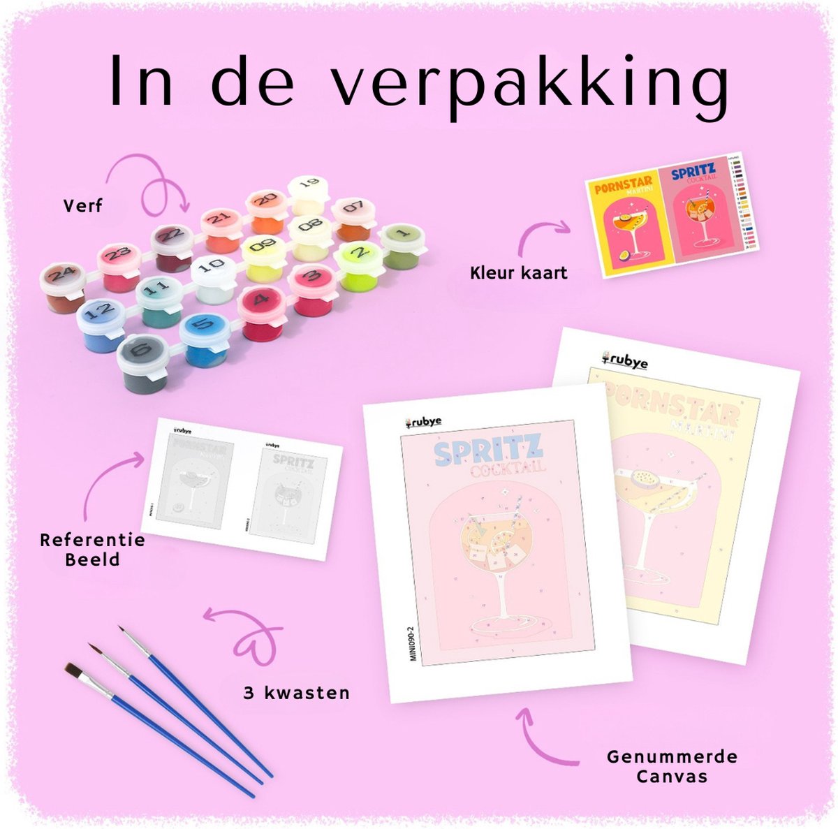 Rubye® Mini Schilderen op Nummer set Cocktails