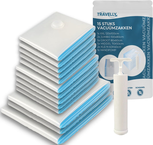 Travelly® Vacuüm Opbergzakken set van 15