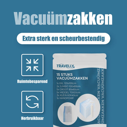 Travelly® Vacuüm Opbergzakken set van 15