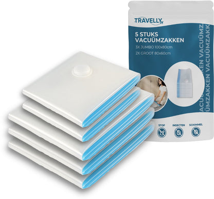 Travelly® Vacuüm Opbergzakken set van 5