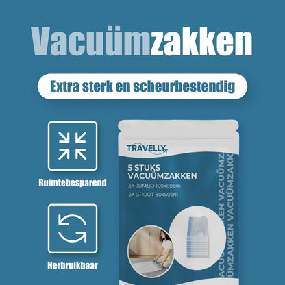 Travelly® Vacuüm Opbergzakken set van 5