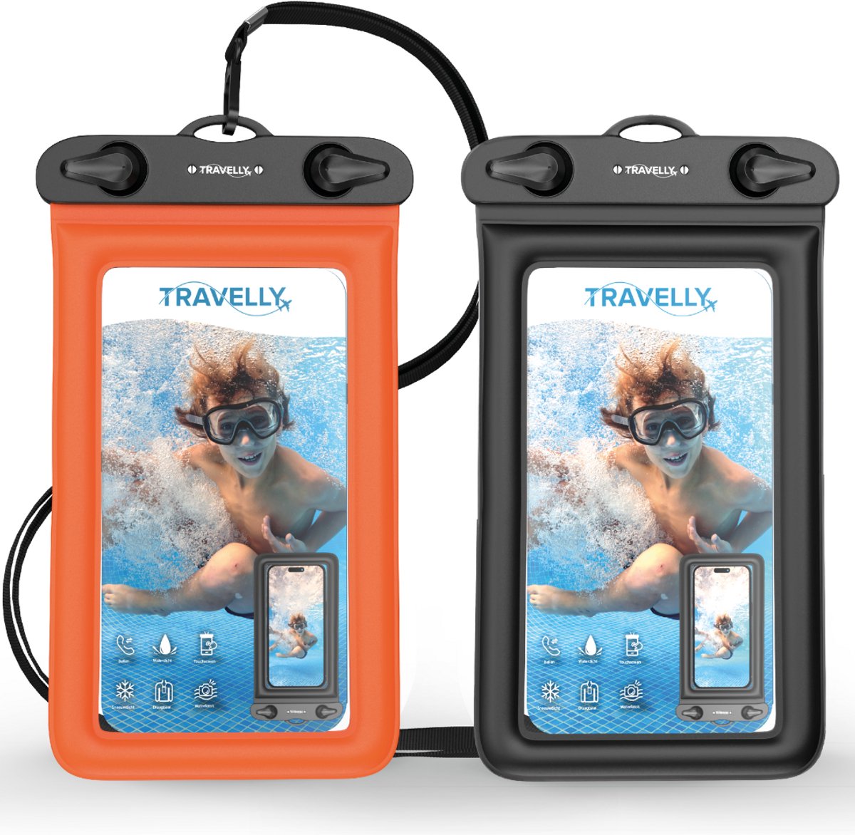 Travelly® Waterdicht telefoonhoesje set van 2