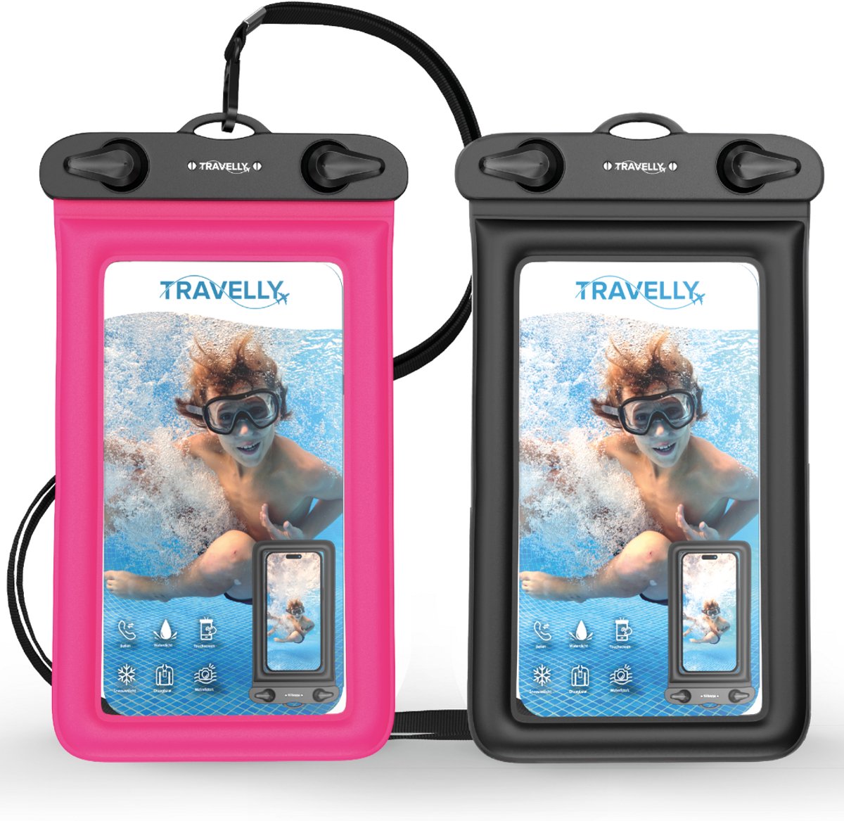 Travelly® Waterdicht telefoonhoesje set van 2